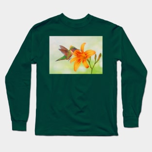 Hummingbird and Orange Day Lily Long Sleeve T-Shirt